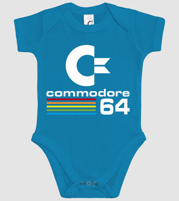 Commodore 64 logo on black model turcoaz pe tricou