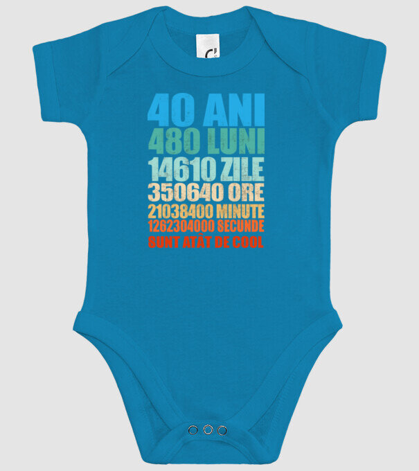 De 40 ani - luni - zile - ore - minute - secunde - sunt atât de cool model turcoaz pe tricou