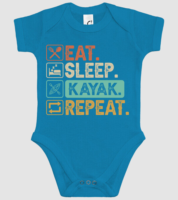 Eat Sleep Kayak model turcoaz pe tricou