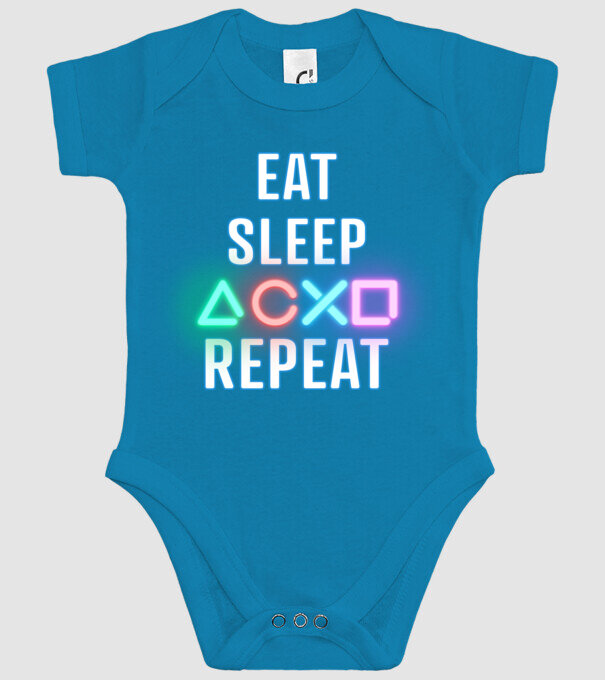 Eat sleep PS model turcoaz pe tricou