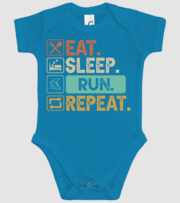Eat Sleep Run Repeat model turcoaz pe tricou