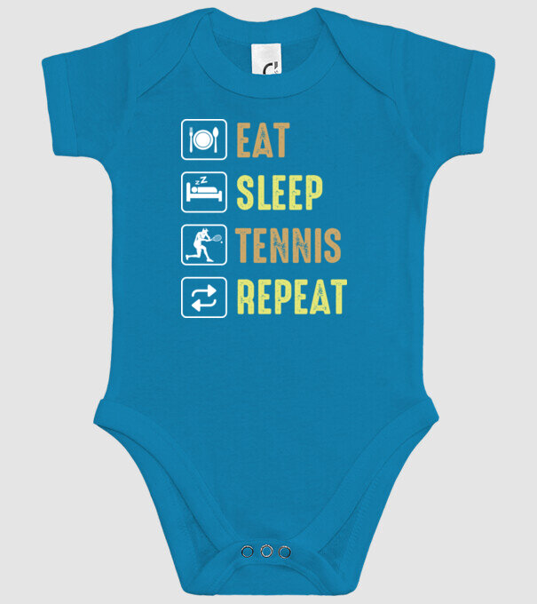 eat sleep tennis repeat model turcoaz pe tricou
