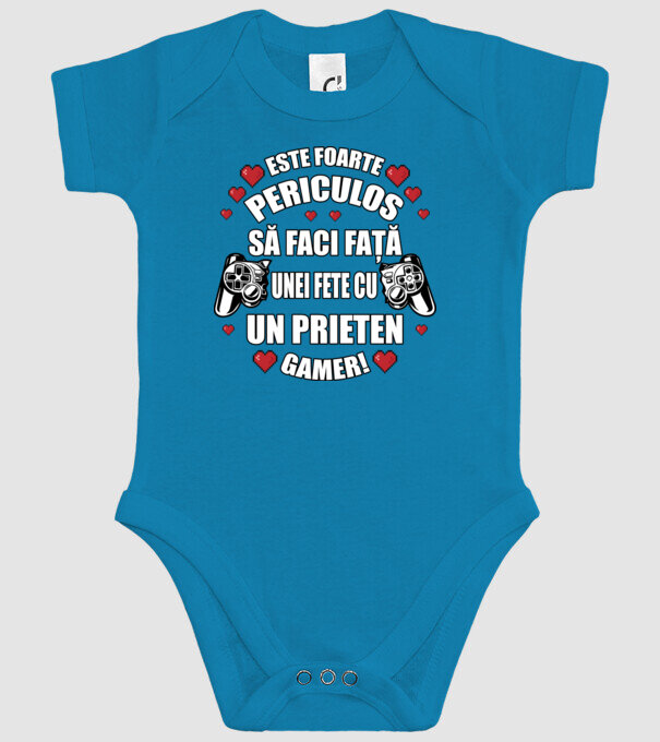 este foarte periculos să faci față unei fete cu un prieten gamer! model turcoaz pe tricou