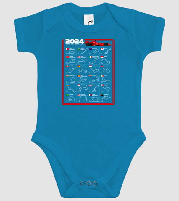 F1 calendar 2024 model turcoaz pe tricou