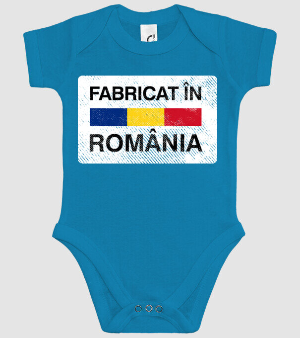 Fabricat în România model turcoaz pe tricou