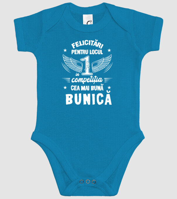 Felicitări pentru locul 1 în competiția Cea mai bună bunică! model turcoaz pe tricou