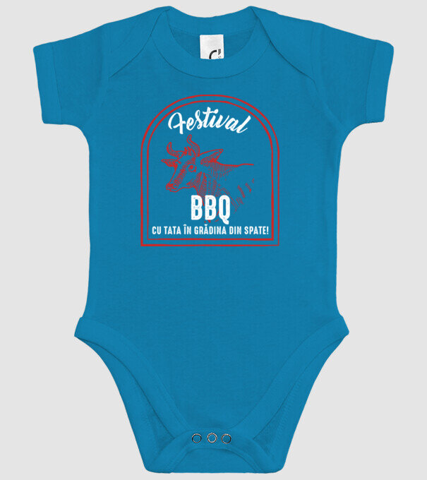 Festival BBQ - cu tata în grădina din spate! model turcoaz pe tricou