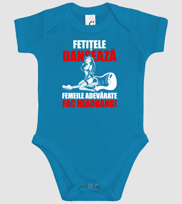 fetițele dansează, femeile adevărate fac headbang! model turcoaz pe tricou