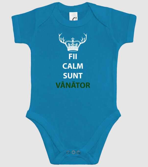 fii calm, sunt vânător model turcoaz pe tricou