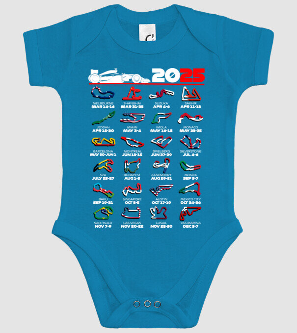 F1 calendar 2025 Negru model turcoaz pe tricou