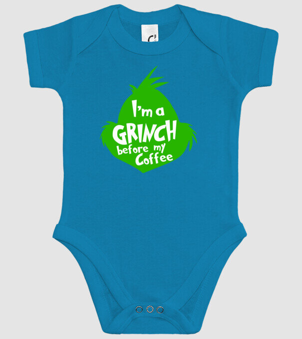 Grinch before coffee model turcoaz pe tricou