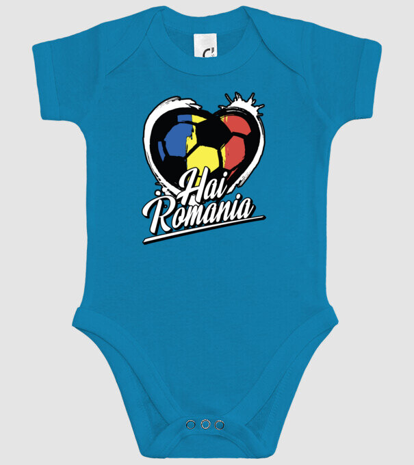 Hai romania heart model turcoaz pe tricou
