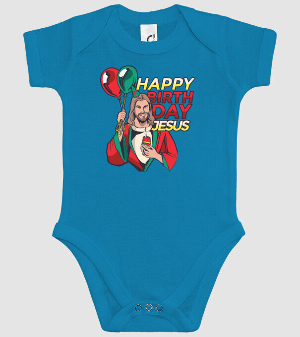 Happy Birtday Jesus! model turcoaz pe tricou