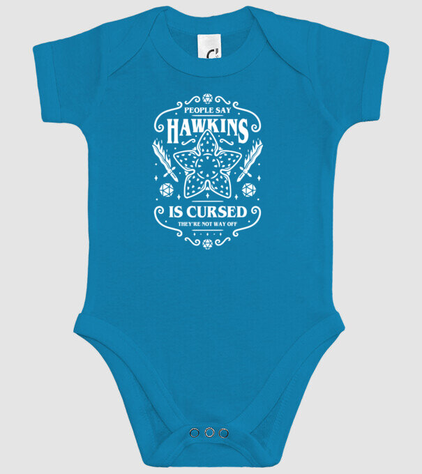 hawkins is cursed black model turcoaz pe tricou