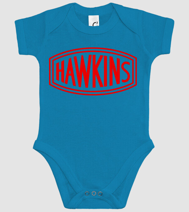 hawkins stranger things model turcoaz pe tricou