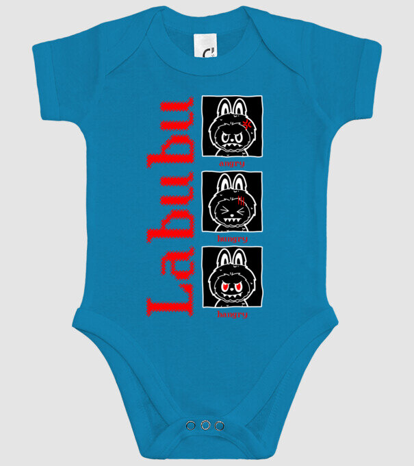 Labubu moods model turcoaz pe tricou