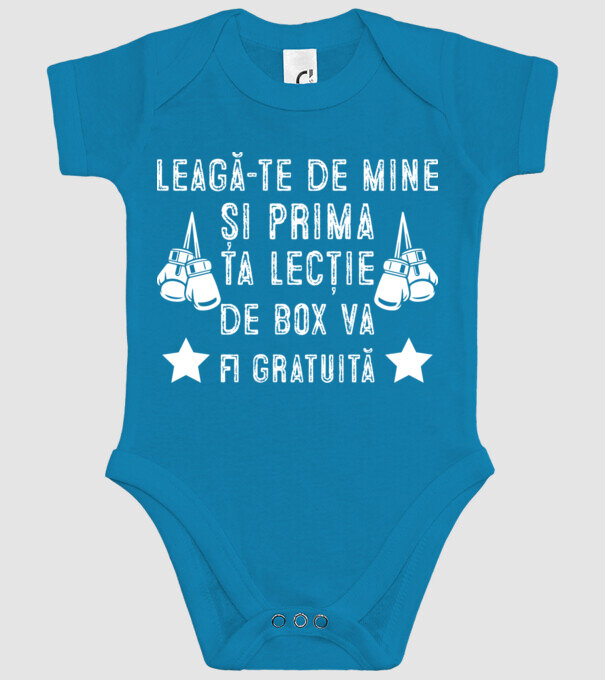 Leagă-te de mine și prima ta lecție de box va fi gratuită model turcoaz pe tricou