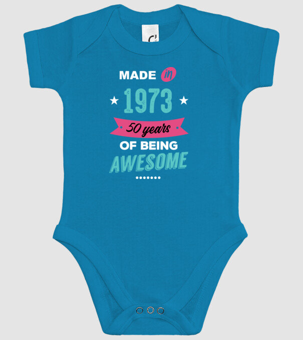 MADE IN 1973 model turcoaz pe tricou