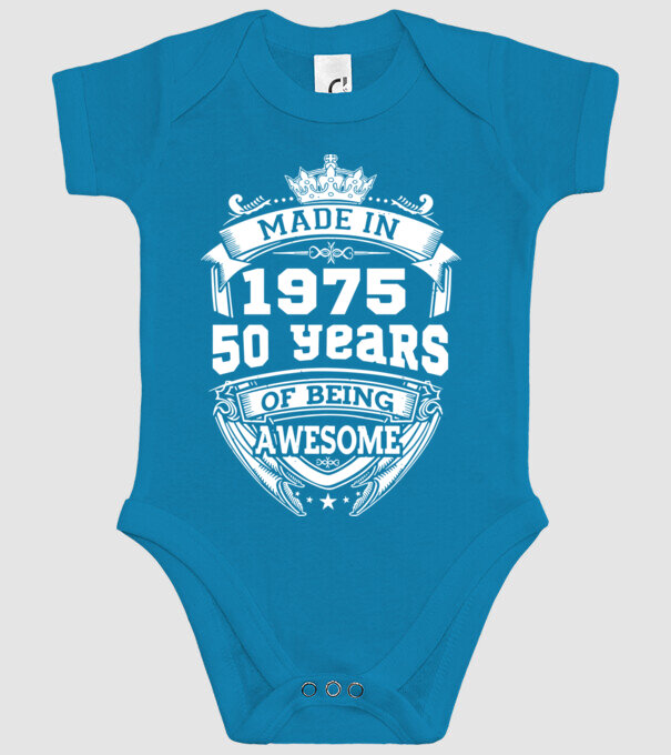 Made in awesome 1975 model turcoaz pe tricou