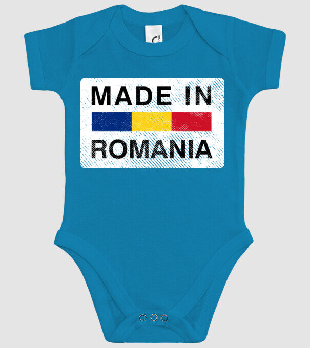 made in romania model turcoaz pe tricou