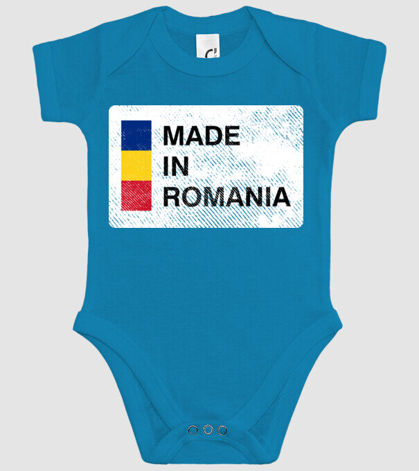 made in romania model turcoaz pe tricou