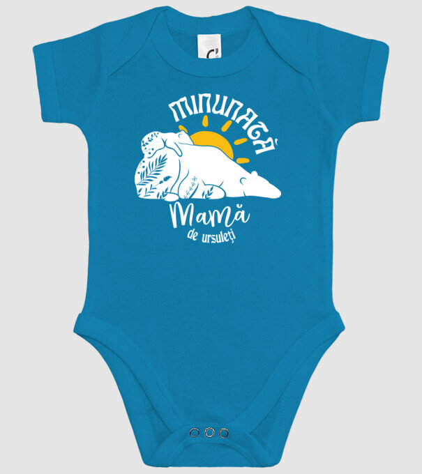 Minunată mamă de ursuleți model turcoaz pe tricou