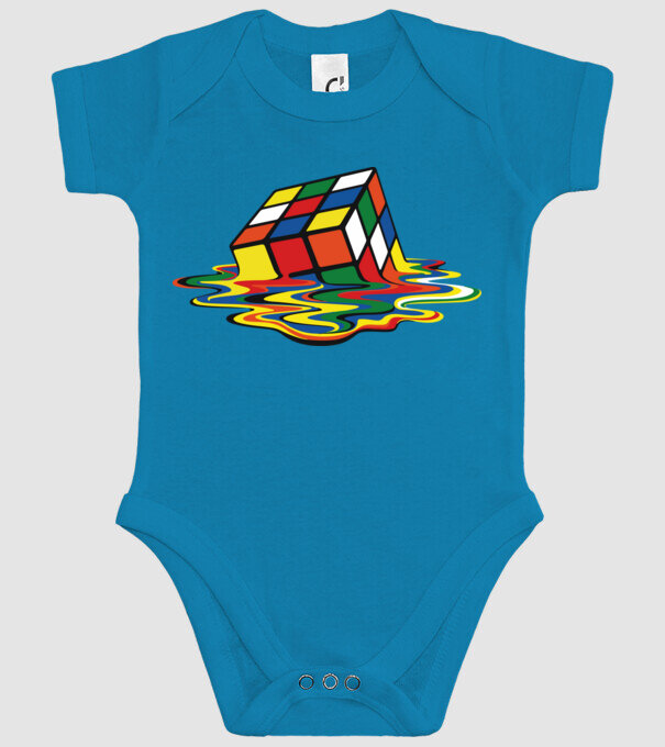 Melting Rubik model turcoaz pe tricou