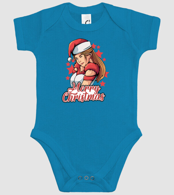 Merry christmas santa girl model turcoaz pe tricou