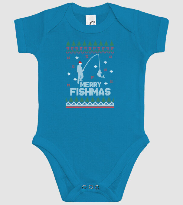 Merry Fishmas model turcoaz pe tricou