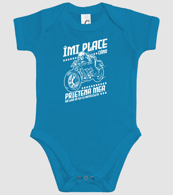 îmi place când prietena mea mă lasă să ies cu motocicleta model turcoaz pe tricou