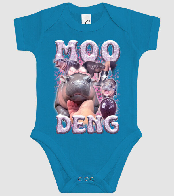 MOO DENG baby hippo model turcoaz pe tricou