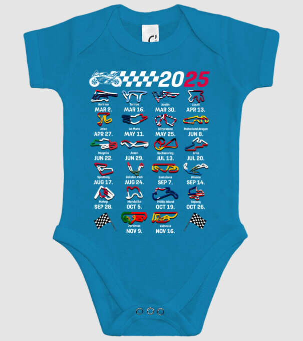 MOTOGP 25 CALENDAR Negru model turcoaz pe tricou