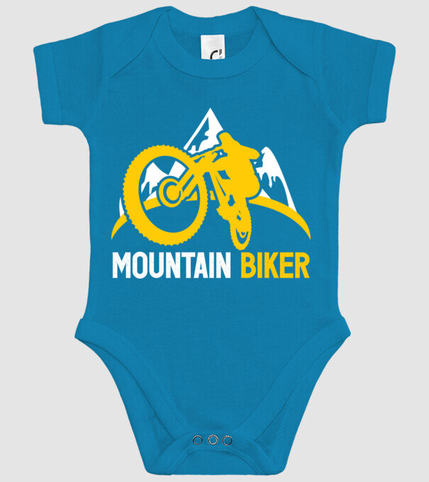 mountain biker model turcoaz pe tricou