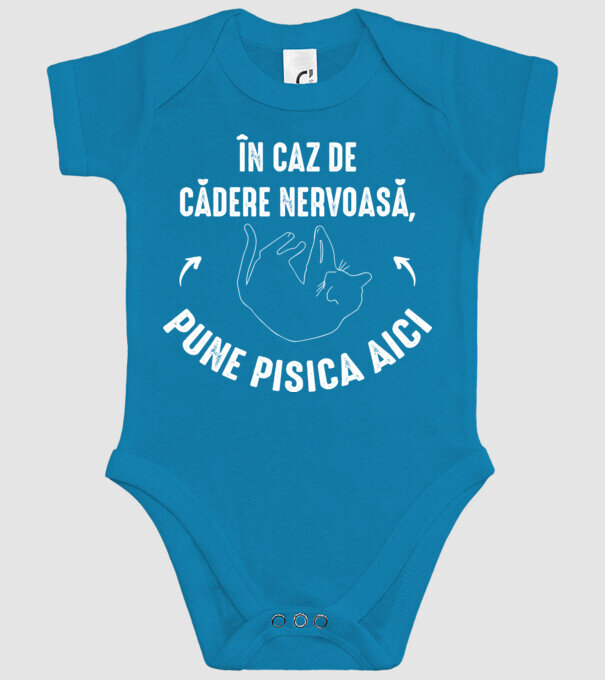 n caz de cădere nervoasă, pune pisica aici model turcoaz pe tricou