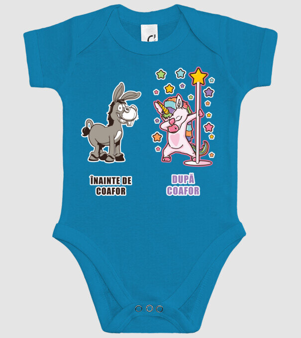 Înainte de coafor - După coafor model turcoaz pe tricou
