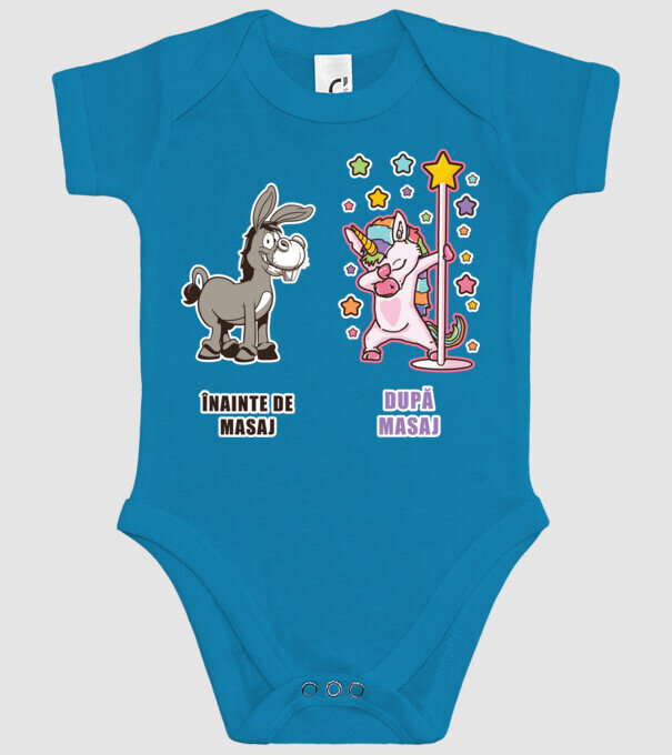 Înainte de masaj - După masaj model turcoaz pe tricou