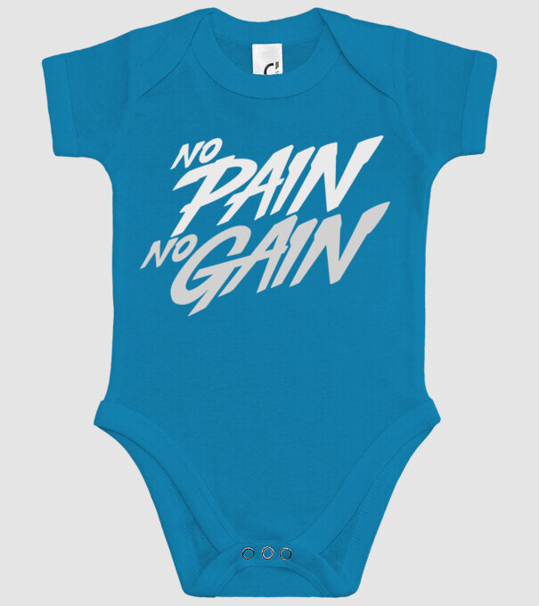 No Pain No Gain typography model turcoaz pe tricou