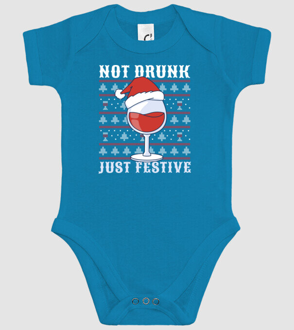 Not drunk just festive ugly sweater model turcoaz pe tricou