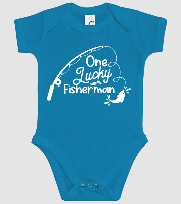 One lucky Fisherman model turcoaz pe tricou