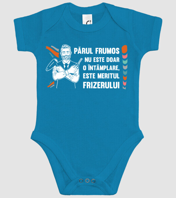 părul frumos nu este doar o întâmplare, este meritul frizerului model turcoaz pe tricou