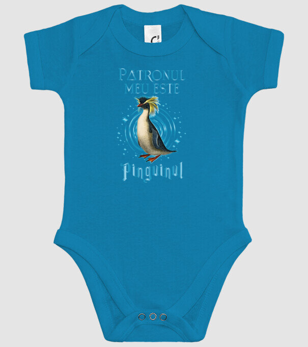 Patronul meu este PINGUINUL model turcoaz pe tricou