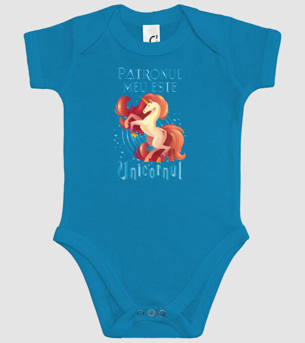 Patronul meu este UNICORNUL model turcoaz pe tricou