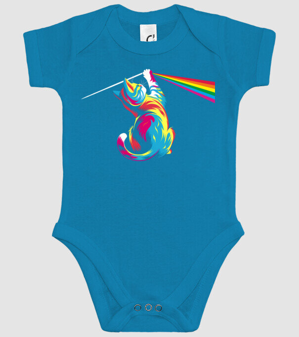 Pisica prismă model turcoaz pe tricou