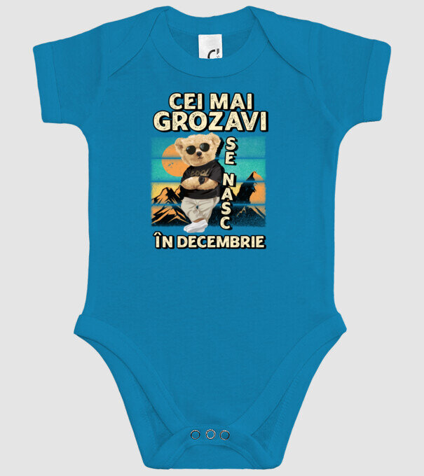 RETRO teddy DECEMBRIE model turcoaz pe tricou