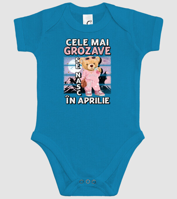 RETRO teddy fetişcană APRILIE model turcoaz pe tricou