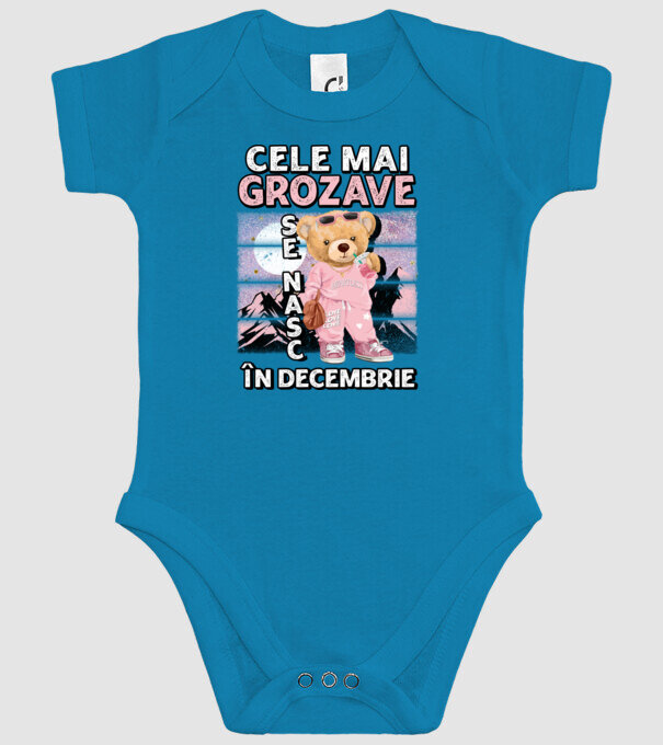 RETRO teddy fetişcană DECEMBRIE model turcoaz pe tricou
