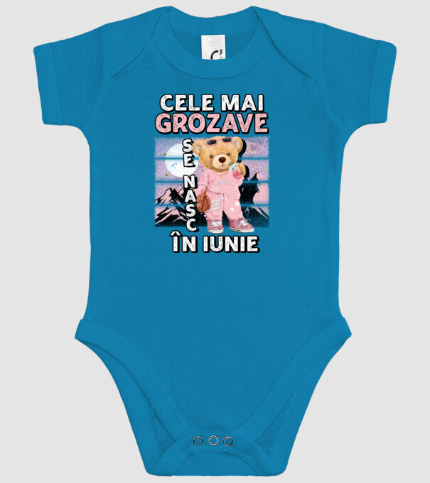 RETRO teddy fetişcană IUNIE model turcoaz pe tricou
