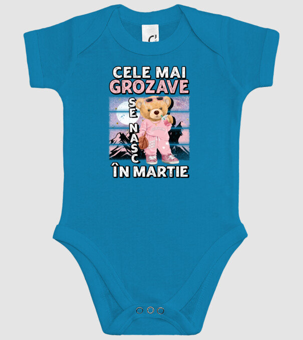 RETRO teddy fetişcană MARTIE model turcoaz pe tricou