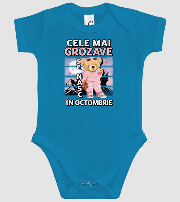 RETRO teddy fetişcană OCTOMBRIE model turcoaz pe tricou