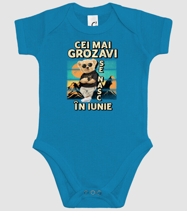RETRO teddy IUNIE model turcoaz pe tricou